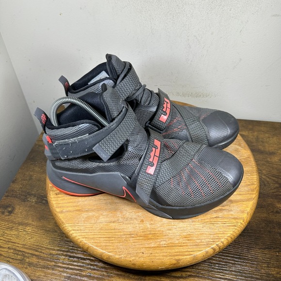 Nike LeBron Soldier 9 IX Gray Orange Black Mens Basketball Shoes 749490-008